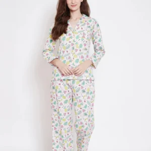 Cotton Woven Women's Pajamas Sets Casual Sleepwear Neck Long Sleeve Autumn/Spring/Summer Breathable High Quality Elegant Vintage