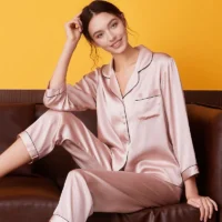 High Quality Outstanding Long Service Life Women's Luxury Satin 100% Silk Pajamas Set - Image 2