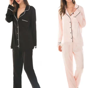Autumn/Winter Women's Sleepwear Set Modal Customized Logo Soft Knitted Breathable Solid Fashion for Multi-Season Use