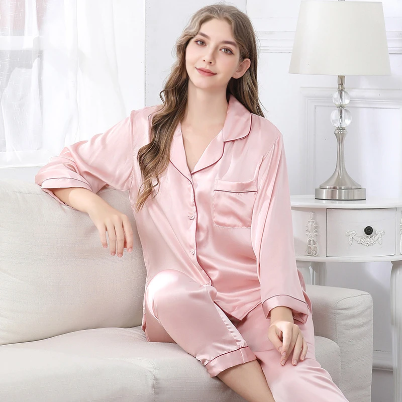 High Quality Outstanding Long Service Life Women's Luxury Satin 100% Silk Pajamas Set - Image 6